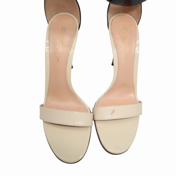 Gianvito Rossi Patent Leather Portofino Ankle Strap Sandals Black White Size 39 - Picture 5 of 6